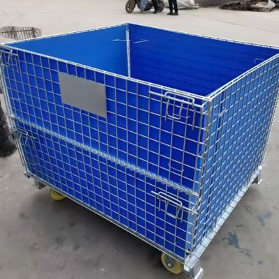 Powder Coating Stackable Steel Pallet Cage For Efficient Warehouse