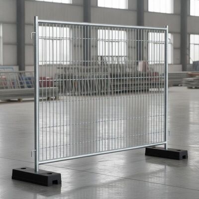 Bảng điều khiển hàng rào tạm thời bằng kim loại mạ kẽm Heras Style 2x3,5M với tấm đế cao su Ống khung 32mm